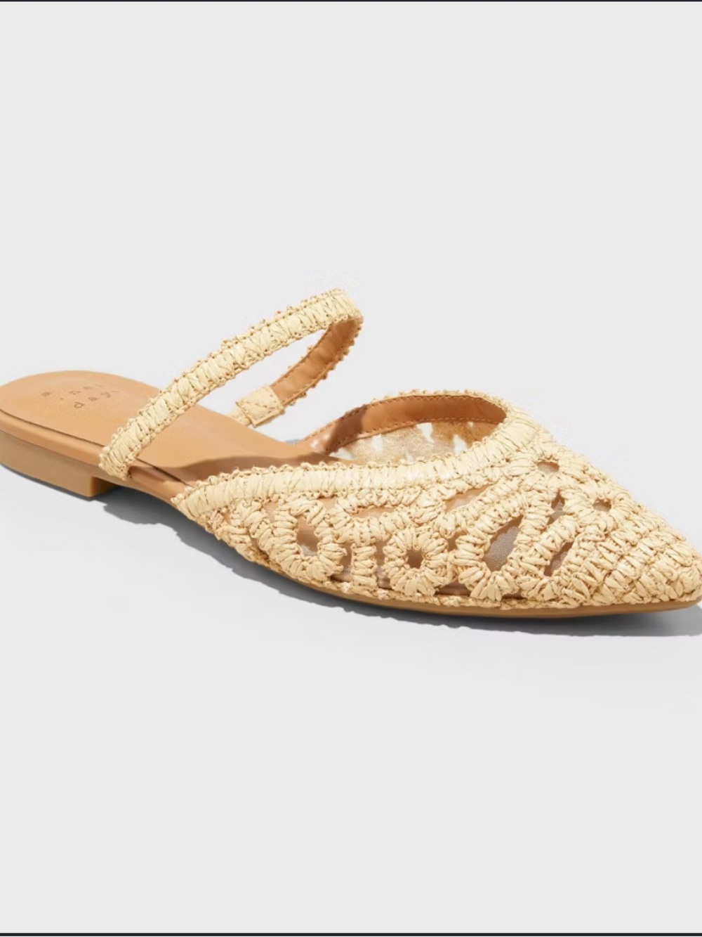 NWT A New Day Vienna Raffia Pointed-Toe Slip On MulesFlats Tan Size 8.5